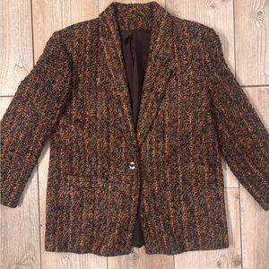 W.L.B.W. Vintage Multicolor Tweed Knit Blazer Womens Size 10